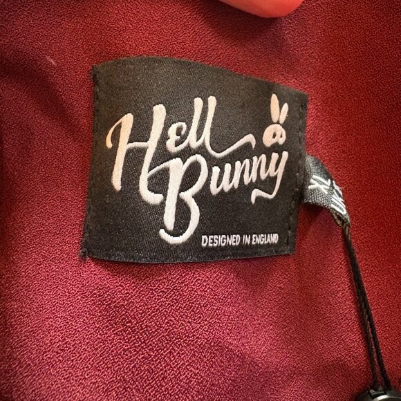 NWT Hell Bunny Burgundy Red Embellished Rhinestone Fit & Flare ModCloth Holiday - Picture 10 of 12